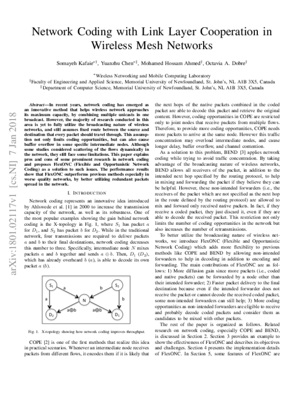 (PDF) Network coding with link layer cooperation in wireless mesh networks