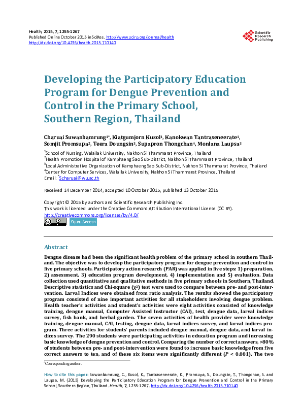 (PDF) Developing the Participatory Education Program for Dengue ...