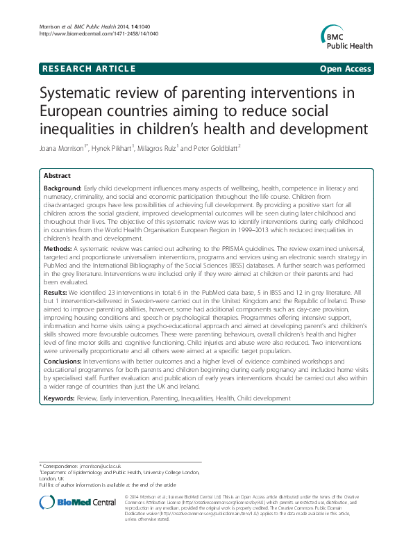 (PDF) Systematic review of parenting interventions in European ...