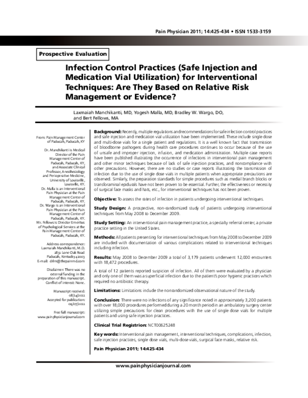 (PDF) Infection Control Practices (Safe Injection and Medication Vial ...
