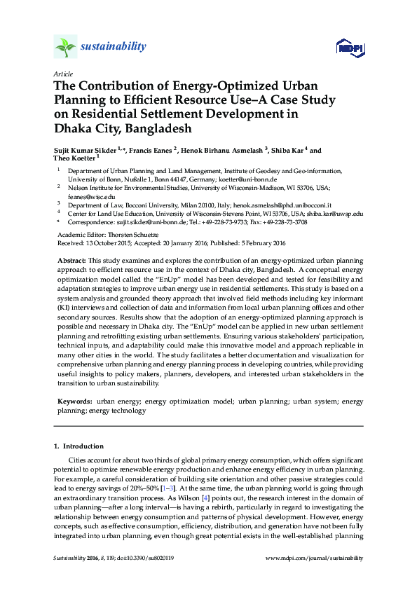 (PDF) The Contribution of Energy-Optimized Urban Planning to Efficient ...