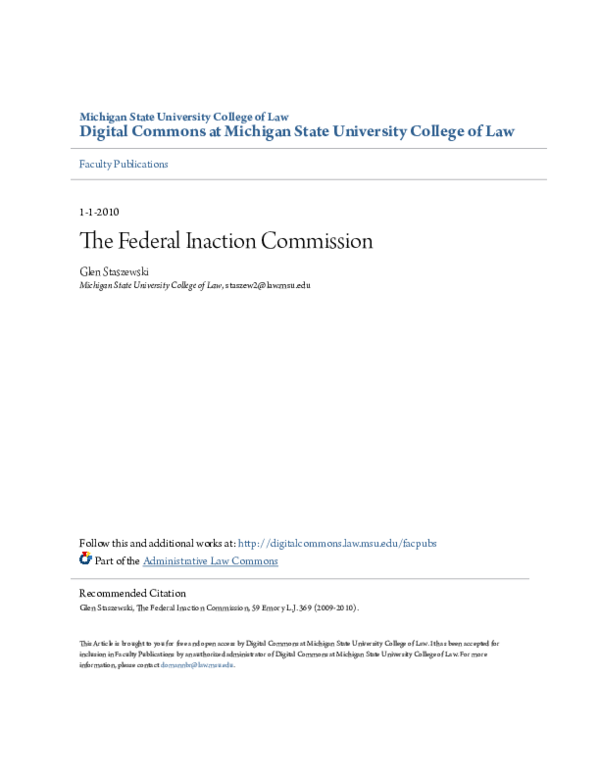 (PDF) The Federal Inaction Commission
