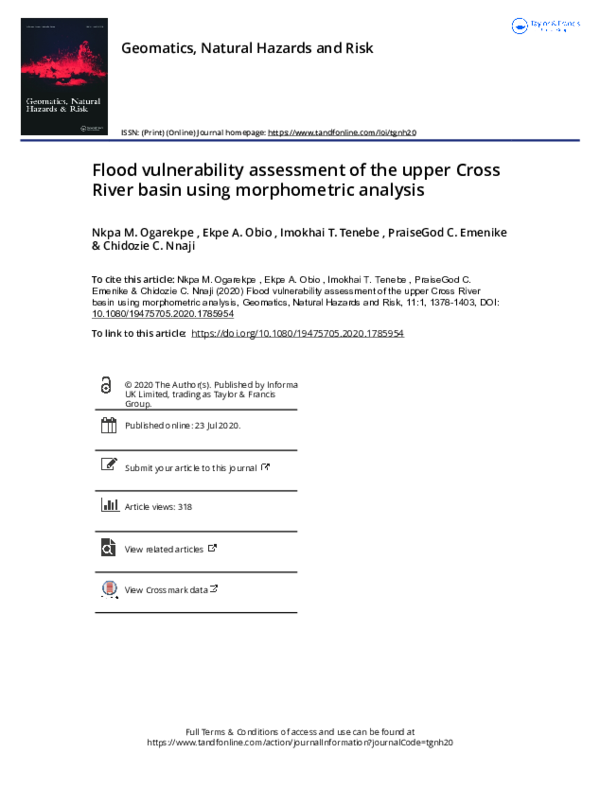 (PDF) Flood vulnerability assessment of the upper Cross River basin ...