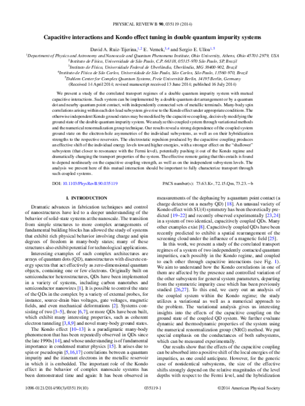 (PDF) Capacitive interactions and Kondo effect tuning in double quantum ...