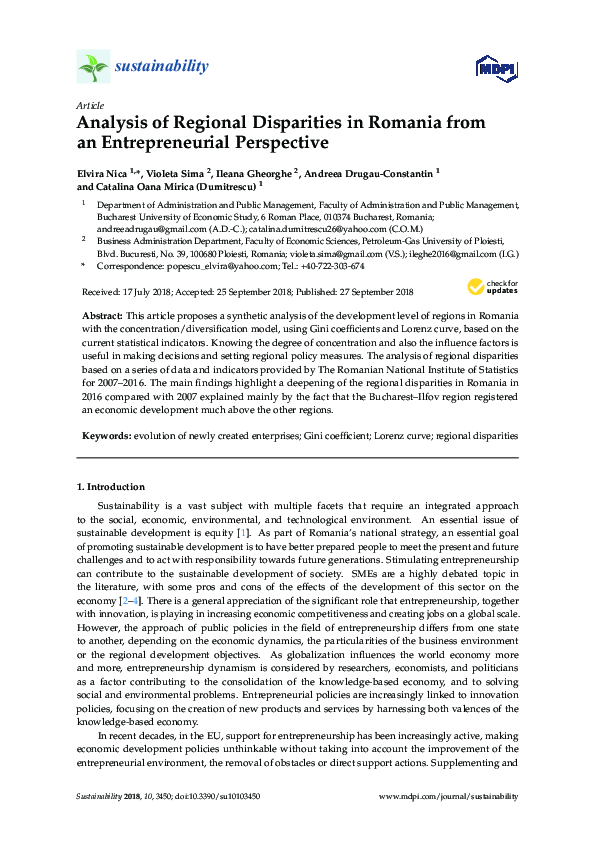 (PDF) Analysis of Regional Disparities in Romania from an ...