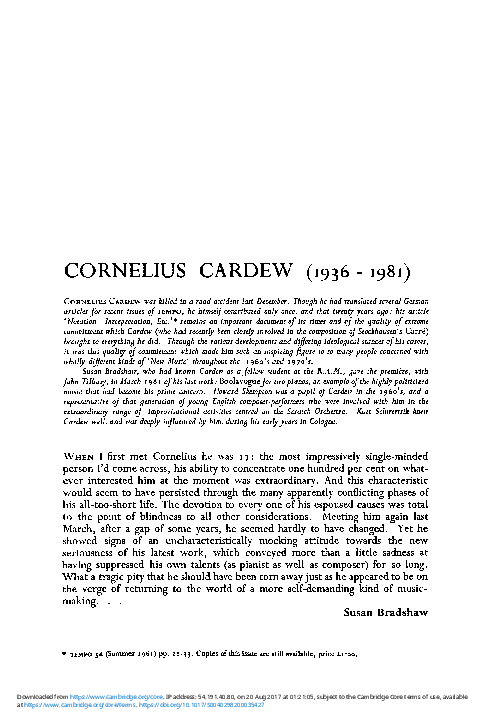 (PDF) Cornelius Cardew (1936 – 1981)