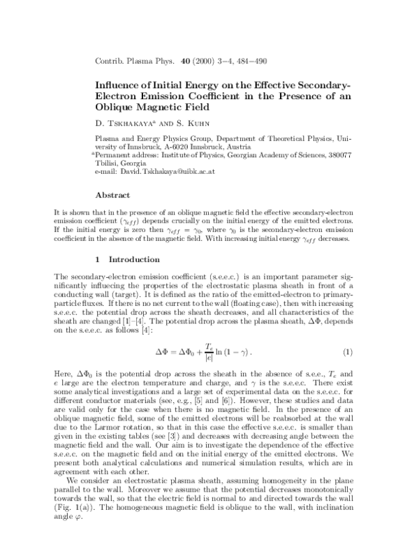 (PDF) Influence of Initial Energy on the Effective Secondary-Electron ...