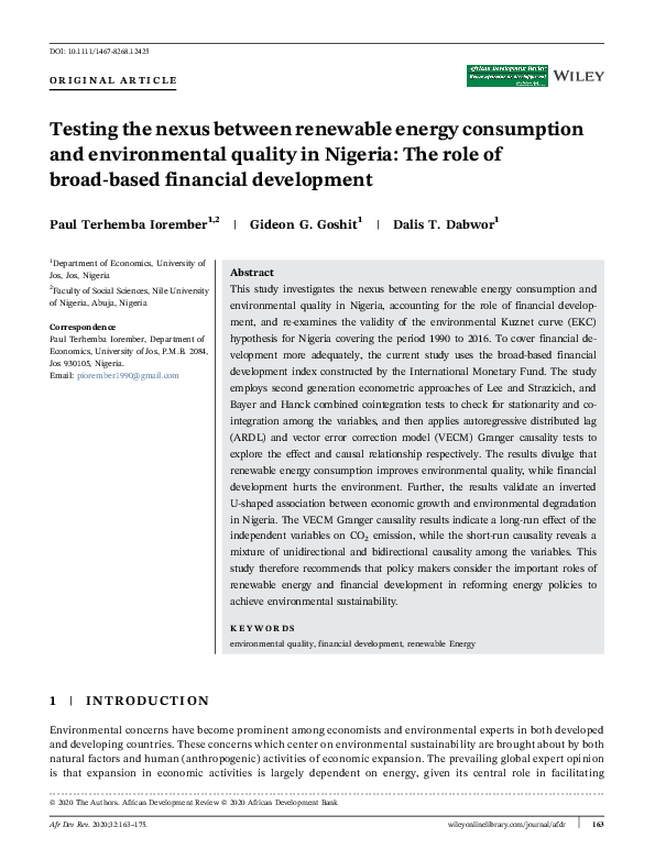 (PDF) Testing the nexus between renewable energy consumption and ...