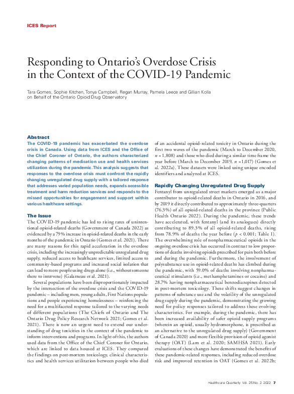 (PDF) Responding to Ontario’s Overdose Crisis in the Context of the ...