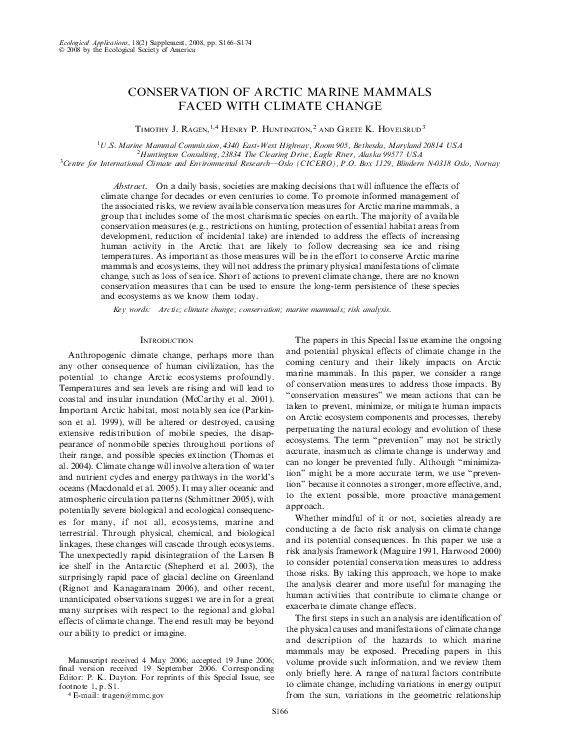 (PDF) Conservation of Arctic Marine Mammals Faced with Climate Change