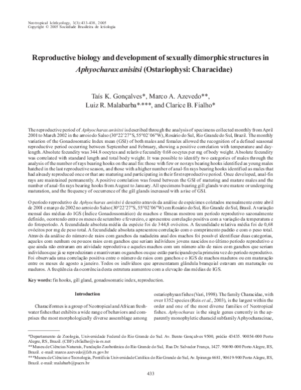 (PDF) Reproductive biology and development of sexually dimorphic ...