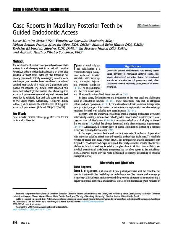 (PDF) Case Reports in Maxillary Posterior Teeth by Guided Endodontic