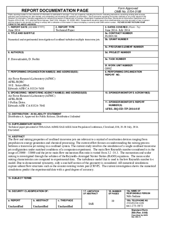 (PDF) Numerical and Experimental Investigation of Confined Turbulent ...