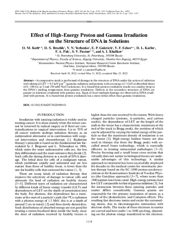 (PDF) Effect of High-Energy Proton and Gamma Irradiation on the ...