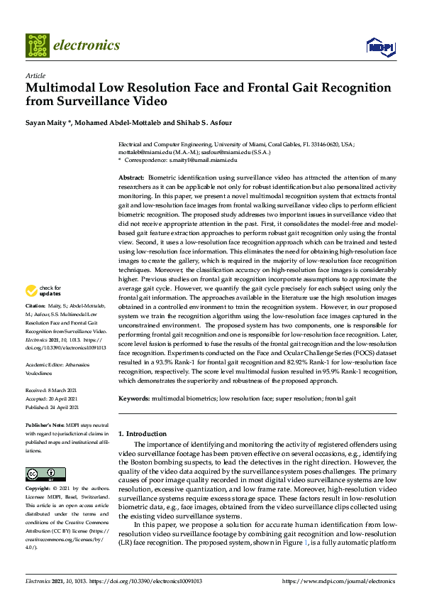 (PDF) Multimodal Low Resolution Face and Frontal Gait Recognition from ...