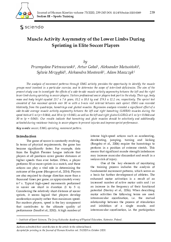 (PDF) Muscle Activity Asymmetry of the Lower Limbs During Sprinting in ...