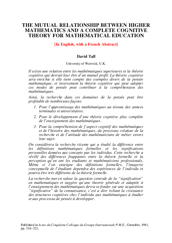 (PDF) The mutual relationship between higher mathematics and a complete ...