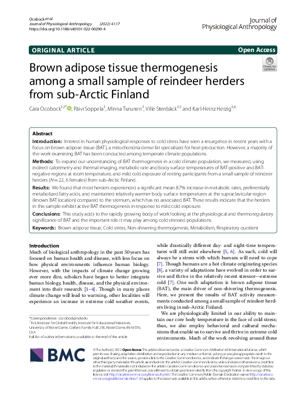 (PDF) Brown adipose tissue thermogenesis among a small sample of ...