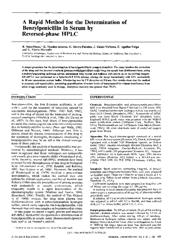 (PDF) A rapid method for the determination of benzylpenicillin in serum ...