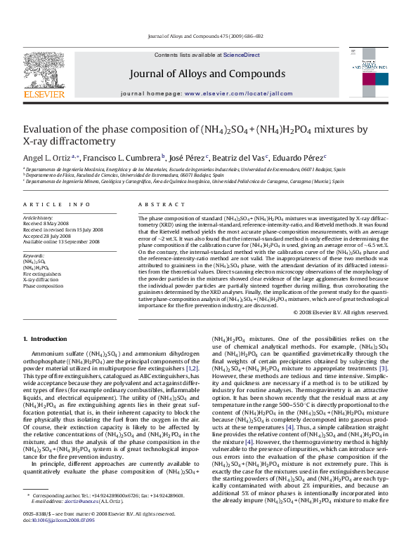 (PDF) Evaluation of the phase composition of (NH4)2SO4+(NH4)H2PO4 ...