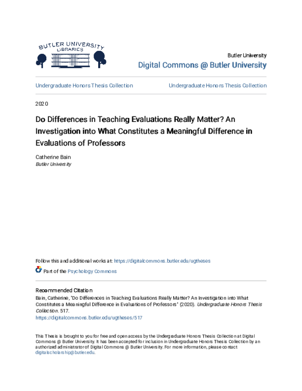 Pdf Do Differences In Teaching Evaluations Really Matter An