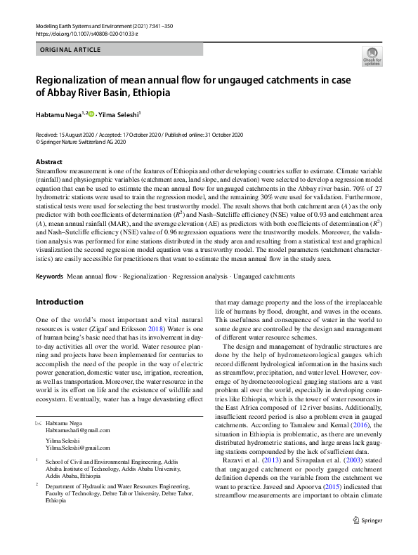 (PDF) Regionalization of mean annual flow for ungauged catchments in ...