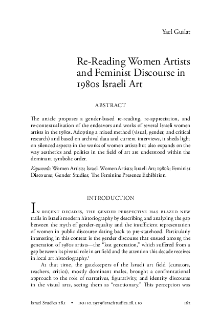(PDF) Re-Reading Women Artists and Feminist Discourse in 1980s Israeli Art