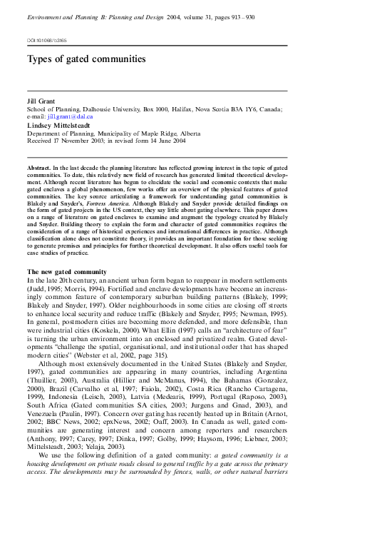 (PDF) Types of Gated Communities