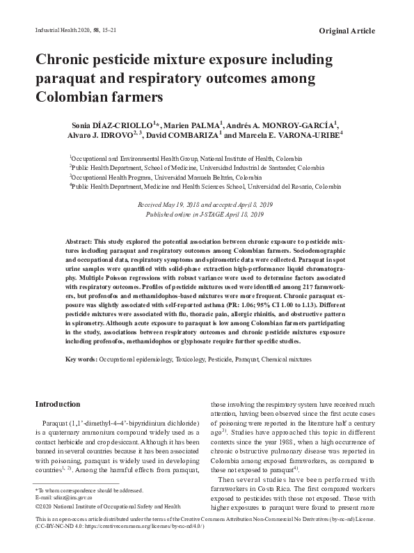 (PDF) Chronic pesticide mixture exposure including paraquat and ...