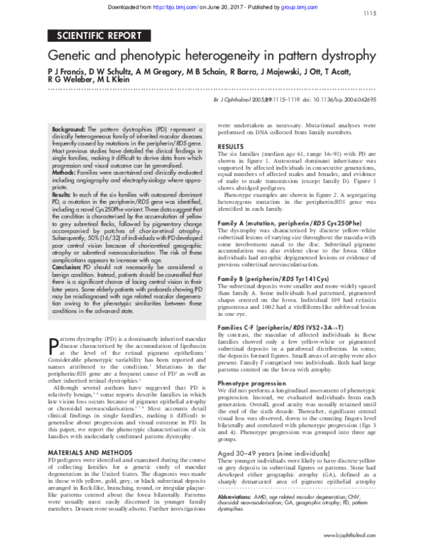 (PDF) Genetic and phenotypic heterogeneity in pattern dystrophy