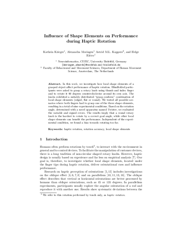 (PDF) Influence of Shape Elements on Performance During Haptic Rotation