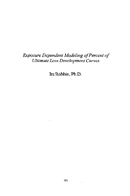 (PDF) 401 Exposure Dependent Modeling of Percent of Ultimate Loss