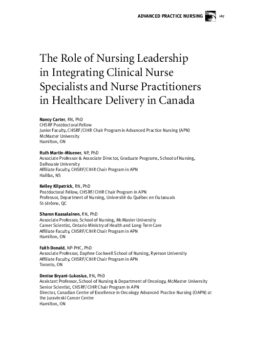 (PDF) The Role of Nursing Leadership in Integrating Clinical Nurse ...