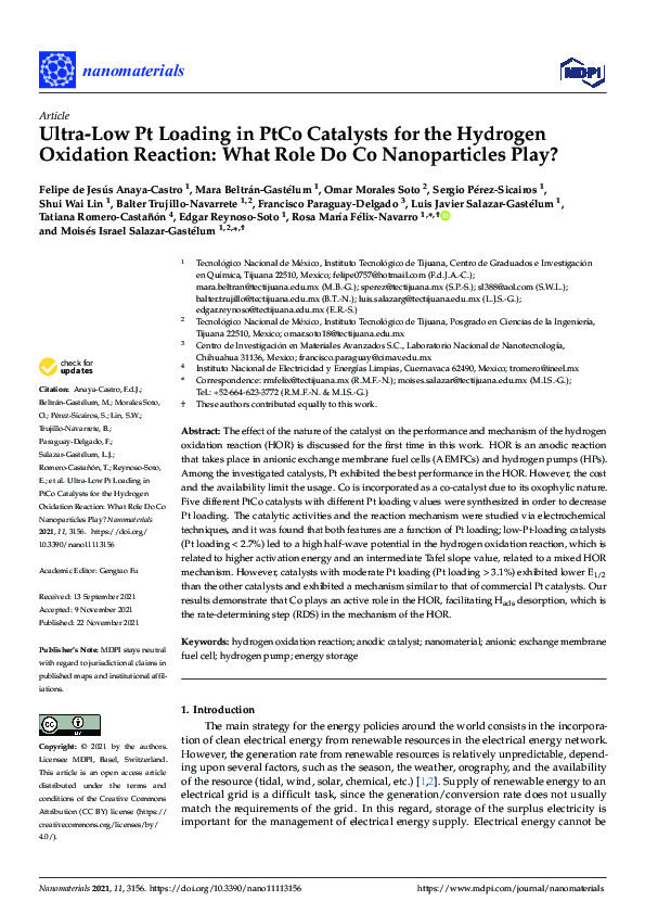 (PDF) Ultra-Low Pt Loading in PtCo Catalysts for the Hydrogen Oxidation ...