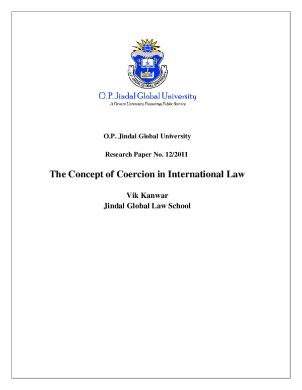 (PDF) The Concept of Coercion in International Law Vik Kanwar
