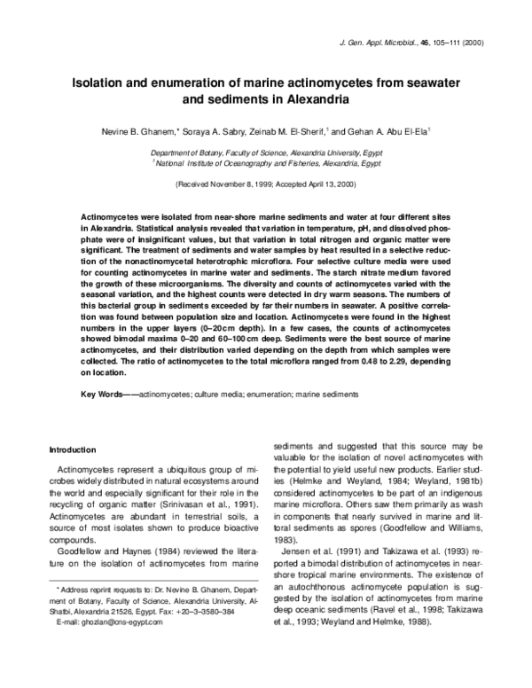 (PDF) Isolation and enumeration of marine actinomycetes from seawater ...