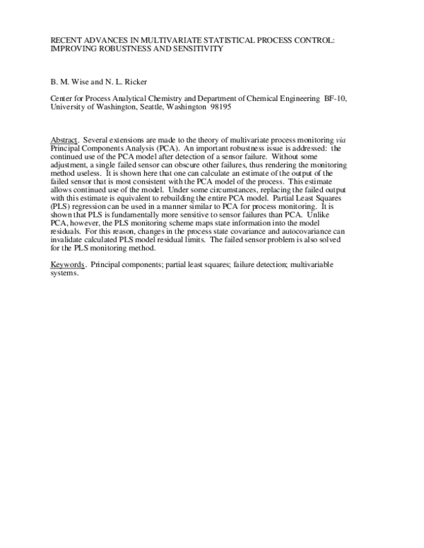 (PDF) Recent Advances In Multivariate Statistical Process Control ...