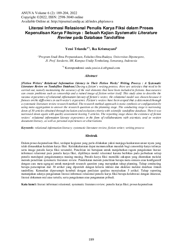 (PDF) Literasi Informasi Relasional Penulis Karya Fiksi dalam Proses ...