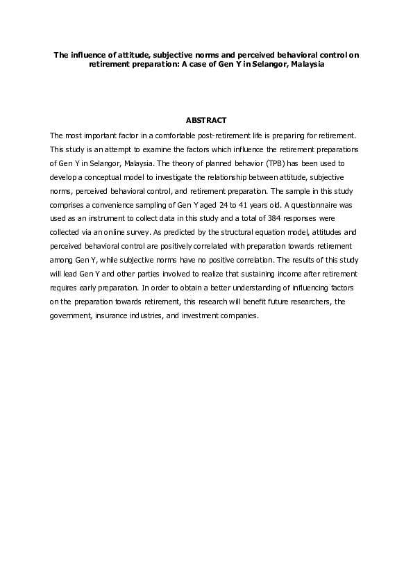 (PDF) The influence of attitude, subjective norms and perceived ...