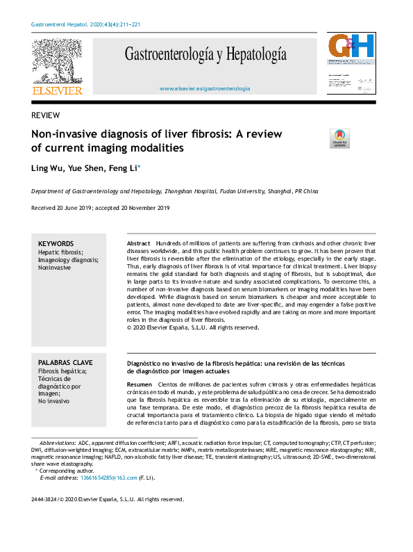 (PDF) Non-invasive diagnosis of liver fibrosis: A review of current ...