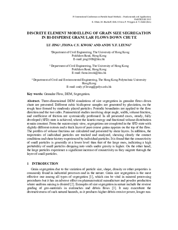 (PDF) Discrete Element Modelling of Grain Size Segregation in Bi ...