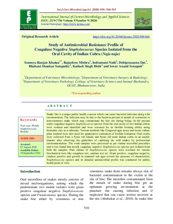 (PDF) Study of Antimicrobial Resistance Profile of Coagulase Negative ...