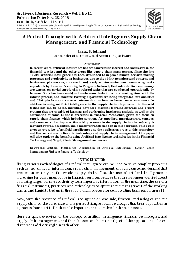 (PDF) Artificial intelligence in supply chain management: theory and ...