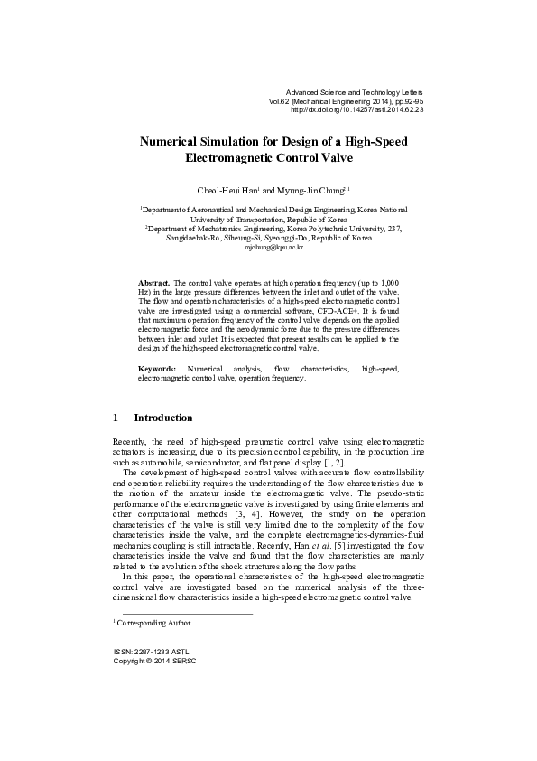 (PDF) Numerical Simulation for Design of a High-Speed Electromagnetic ...