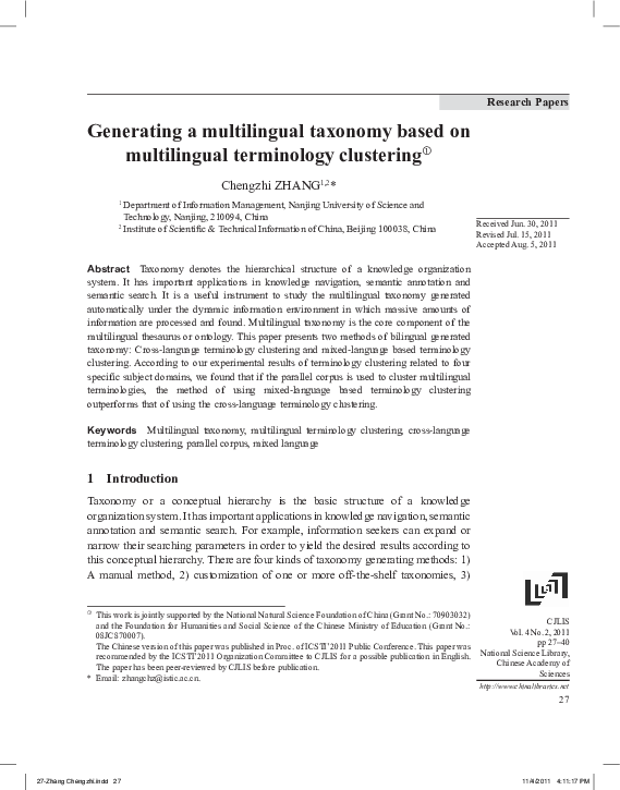(PDF) Generating a multilingual taxonomy based on multilingual ...