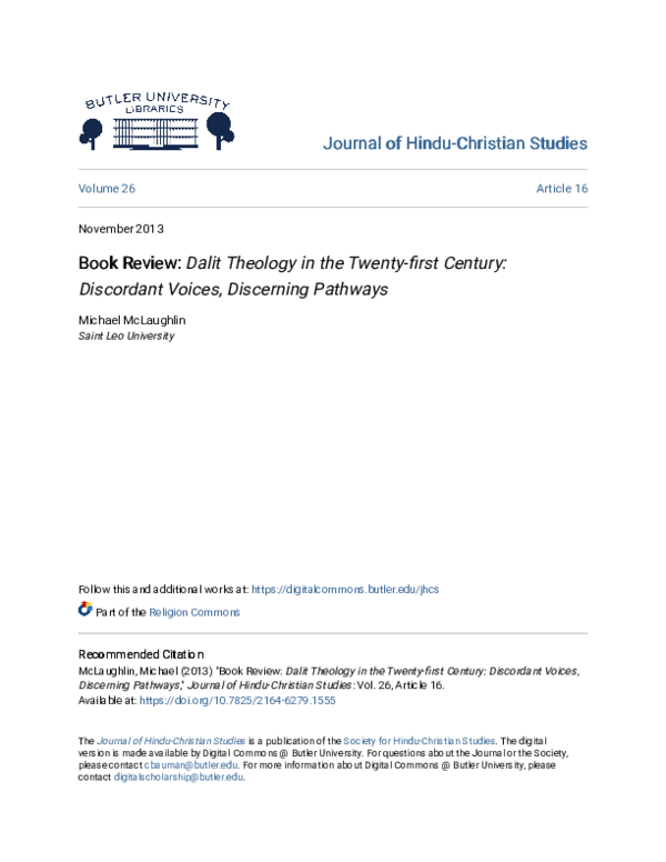 (PDF) Dalit theology in the twenty-first century : discordant voices ...