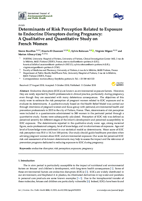(PDF) Determinants of Risk Perception Related to Exposure to Endocrine ...