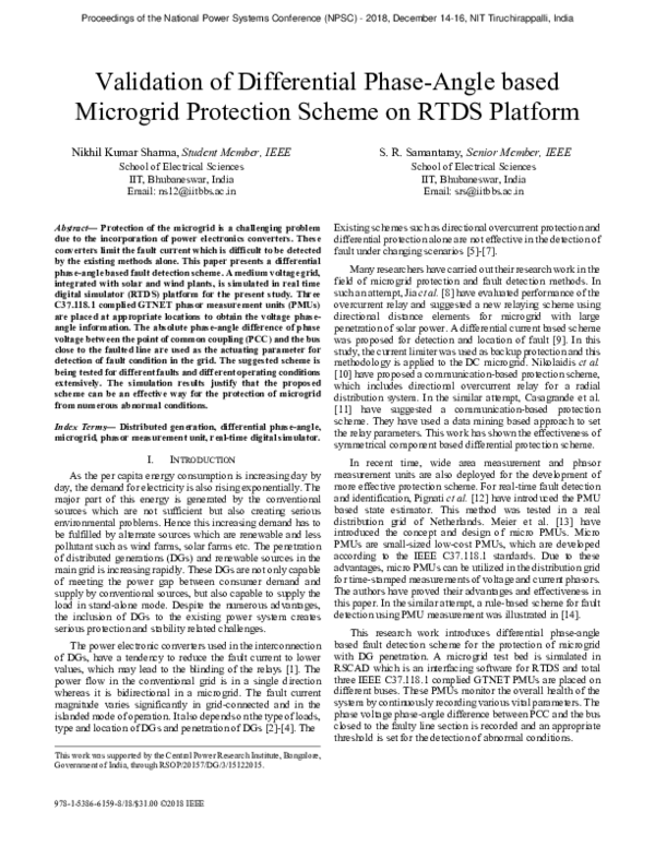 (PDF) Validation of Differential Phase-Angle Based Microgrid Protection ...