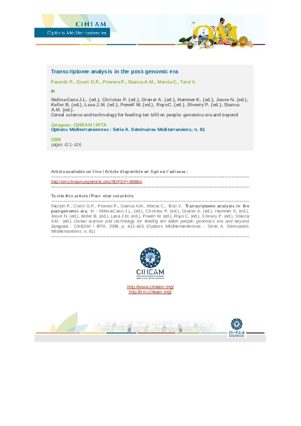 (PDF) Transcriptome analysis in the post-genomic era