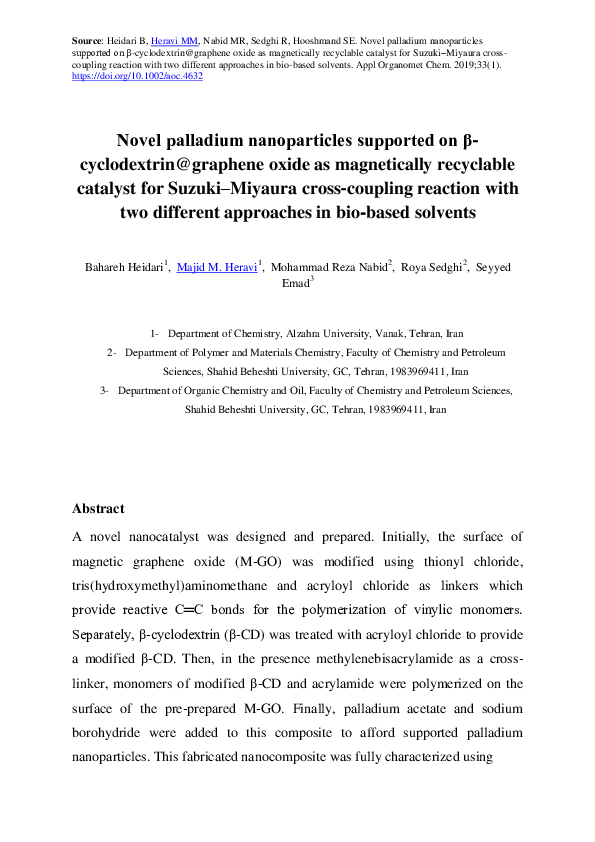 (PDF) Novel palladium nanoparticles supported on β-cyclodextrin ...